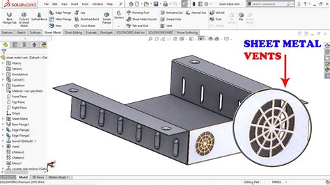 solidworks sheet metal vent|solidworks property manager vent.